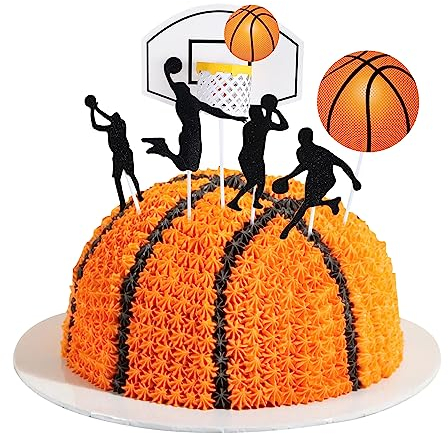 Gyufise 24Pcs Basketball Cake Toppers - Basketball Theme Cake Decoration for Boy's Cake Topper, Sports Theme Baby Shower & Party Decorations