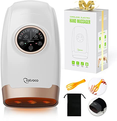 cotsoco Hand Massager Machine with Heat and Compression, 6 Levels Shiatsu Massager for Arthritis and Carpal Tunnel Relief, Pain Relief for Finger, Wirst, and Hand, Best Gifts for Men and Women