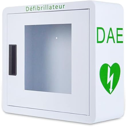 Gabinete de almacenamiento para desfibrilador DEA, caja de alarma de desfibrilación cardíaca con sistema de alarma, diseño de esquinas redondeadas, se adapta a la mayoría de los modelos DEA, para