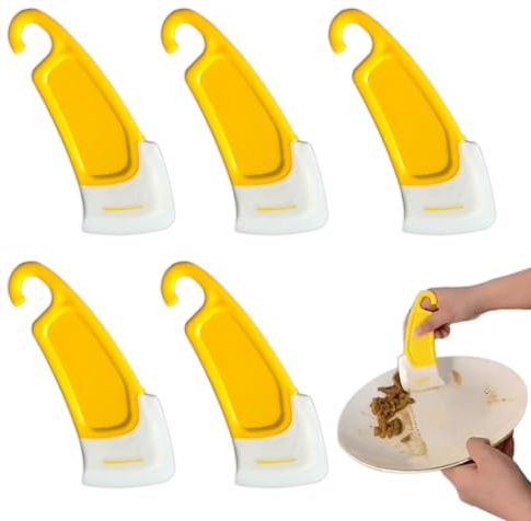 Plstod 5 Stück Pfannenschaber Teigschaber Silikon, Pfannenschaber Silikon Spatel Multifunktionale Silikonschaber Reinigungsschaber, Küchenspachtel für Kochen Geschirr Grill Pfannen Reinigung