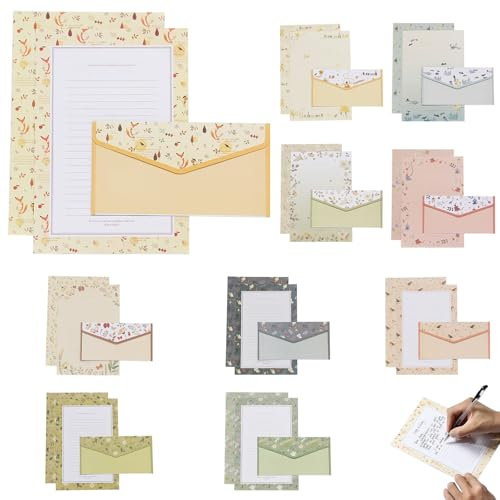Aweisile Briefpapier und Umschläge Set 90 Stück Briefpapier und Briefumschlag Briefpapier und BrieUmschläge Set Vintage Briefpapier Briefumschlag Set Briefumschlag Briefpapier Set für Büro Zuhause
