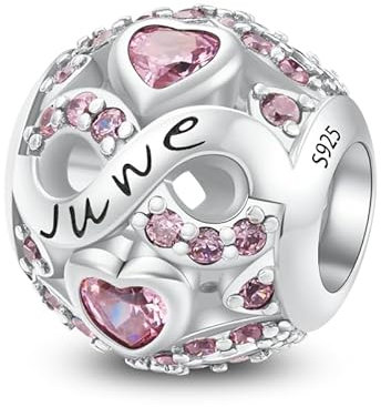 ChenYuTe 925 Sterling Silber Birthstone Anhänger mit 5A Square Crystal Zirkon, Openworked Bead Love für Pandora Armband Halskette Schmuck - Frauen Geschenk bevorzugt