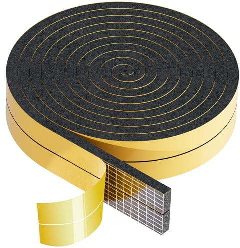 SWTYExt Moosgummi Selbstklebend 20mm(B) x10mm(D) Dichtungsband 6m Schwarz | Schaumstoffstreifen, Dichtung Selbstklebend, Schaumstoffband, für Fenster, Tür, Kochfelder