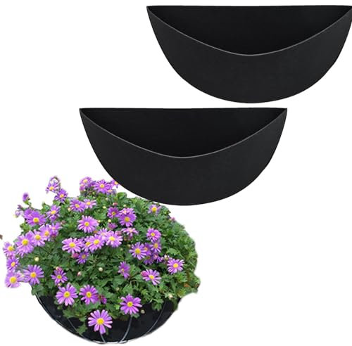Stoff Pflanzgefäß Liner - Pflanzkorb Liner Schwarz Pflanzkorb | Pflanzkorb Liner für Gartenzaun Hängende Pflanzen, Runde Pflanzgefäß Liner Ersatz Vliesstoff für Indoor Outdoor Pflanzen
