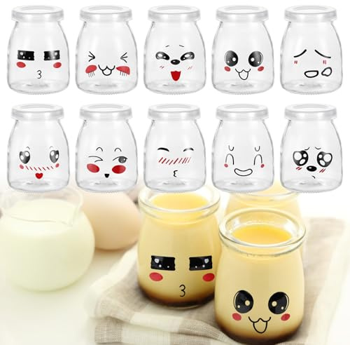 TNOMSNO Tarros de Cristal Modernos y Prácticos para Yogur, Postres y Natillas, 100ml, 10 Unidades