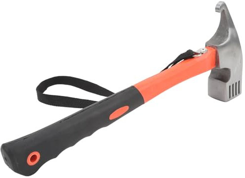Claw Hammer Sturdy, Efficient Nail Removal, Firm Grip Nailing Hammer with Hawkbill for Camping Hiking (Orange)