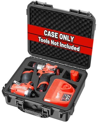Hard Case for Milwaukee M12 Impact Driver & Drill Set- Waterproof Tool Box with Removable Modules for Milwaukee Tools Combo Kit, Tool Bag for Hammer Drill/Impact Driver/Battery/Charger(Case Only)