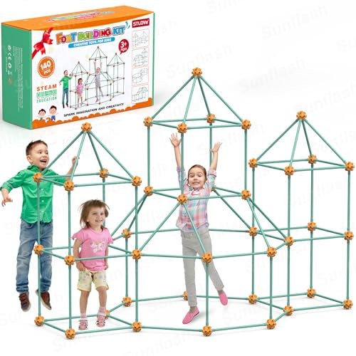 DIY Bauspielzeug, 140 PCS Höhle Bauen bauspielzeug, Kinder Konstruktionsspielzeug, Höhle Bauen Kinder Crazy Forts Zelt Spielzeug, Lernspielzeug Geschenk für Junge & Mädchen 4+ Jahre