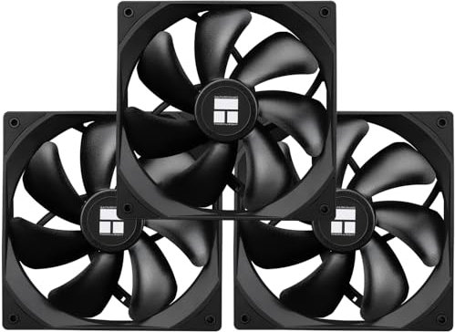 Thermalright Ventilador de CPU TL-C14C X3, enfriador de carcasa de 140 mm, ventilador silencioso PWM de 4 pines con rodamiento S-FDB, 3 paquetes, refrigeración de PC de hasta 1500 RPM (negro)