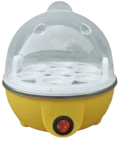 Zyeatary Cocedor de Huevos Rápido: Cocedor de Huevos Eléctrico con Capacidad para 7 Huevos, para Huevos Duros, Huevos Escalfados y Huevos Revueltos, Enchufe Amarillo de la UE