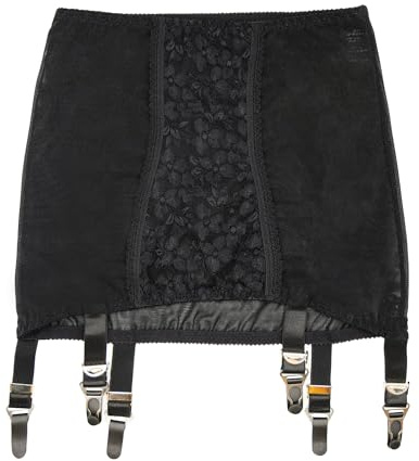 Luxallacki Sheer Mesh Floral Lace Open Bottom Pull-on Girdle Garter Adjustable 6 Straps Suspender Belt Waist Firm Shaping Underwear (Black, 3XL)