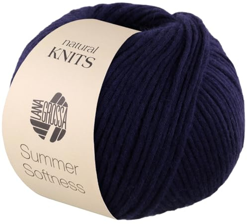 LANA GROSSA Summer Softness | Zartes Baumwollschlauchgarn, voluminös gefüllt mit flauschigen Merinofasern | Handstrickgarn aus 80% Baumwolle (Bio) & 20% Schurwolle | 50g / 130m FB15
