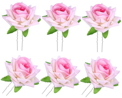 Beaupretty 6 Pièces fourche à cheveux rose attache-cheveux casque bourgeons charmes invité hair charms hair toppers fourche à cheveux en forme de u accessoires de cheveux pour femmes en tissu