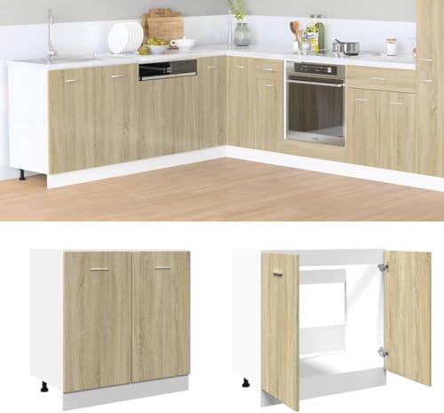 Myheimly Unterschrank Sonoma-Eiche 80x46x81,5 cm Holzwerkstoff Küchenschrank Küchenzeile Küchenmöbel Unterschrank Küchenunterschrank Schrank