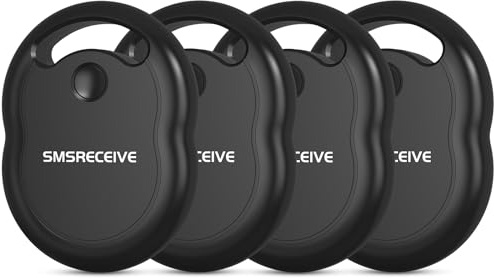 Smart Air Tracker Tag,Localizzatore Compatibile con Apple Dov'è (Solo iOS),Bluetooth Trova oggetti per Chiavi,Bagagli,Portafogli,Borse,Zaini,Batteria Sostituibile (4 Nero)