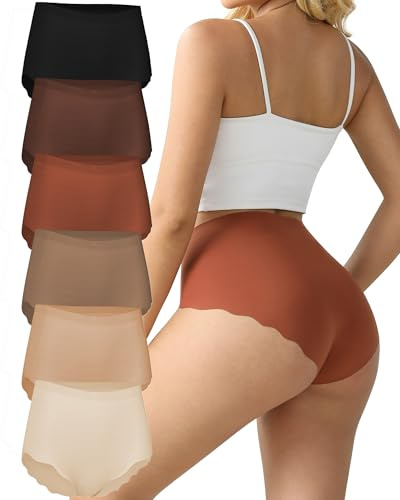 TDONE Seamless Knickers for Women, Breathable High Waisted Seamless Underwear Comfortable No Vpl Show Panties Soft Moisture Wicking Wavy Edges Knickers Full Coverage Briefs Multipack(6 Pack)