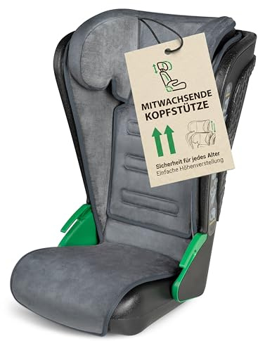 WALSER Auto Kindersitz Noemi, extra schmaler Reisekindersitz (3-8 Jahre) 100-135 cm, klappbare Sitzerhöhung Auto Kinder, ECE R129 Sitzerhöhung waschbar, Autositz Größe 57x46x22 cm Schwarz