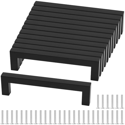 JIEHIN 12 Stück Schrankgriffe Schwarz Edelstahl 172mm, Möbelgriffe 160mm Lochabstand, Küchenschrank Griffe Türgriffe für Küchenschränke, Schubladen