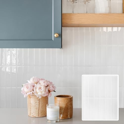 Tarwanear White Stick on Tiles for Bathroom Kitchen Peel and Stick Wall Tiles Self Adhesive Tile Sticker on Sheets Waterproof Splashback Decals for Home Decor,10 Sheet 11.42×9.06