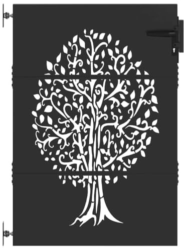 vidaXL Porte de Jardin, Portail de Jardin 85x75 cm Design Arbre en Acier Corten, Porte de Jardin stylée, Moderne et Durable, métal découpé au Laser, Design Arbre, entrée sécurisée