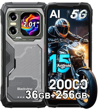Blackview XPLORE 1 5G Outdoor Handy ohne Vertrag, 36GB+256GB/2TB AI Handy Android 15, 6,78 FHD+ Baustellenhandy, 64MP+50MP, 20000mAh, 4G + 5G Outdoor Smartphone Wasserdicht IP68 NFC GPS OTG, Schwarz