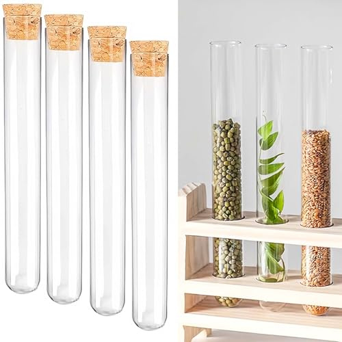 Reagenzgläser Kunststoff Transparent Reagenzgläser Reagenzglas mit Korken für DIY, Hochzeiten, Blumen, Badesalzbonbons, Labortisch, Hauptdekoration, 25 Stück