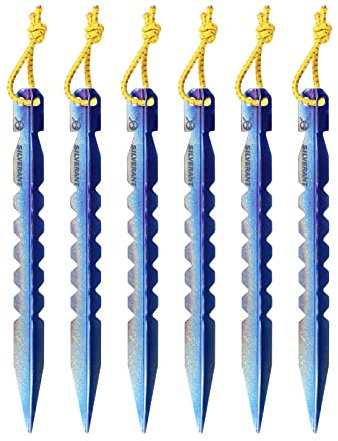 SILVERANT Titan-Zeltheringe, Überdachungsheringe für Camping, Rucksackreisen, Gartenarbeit, mittlere Größe, 6 Stück