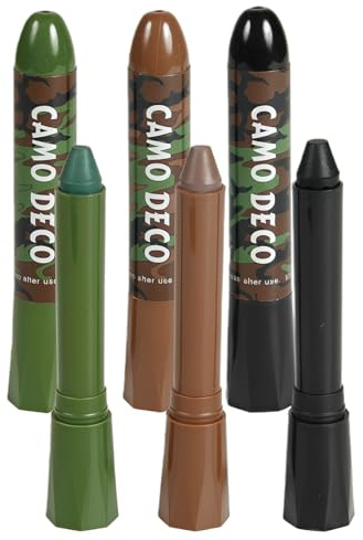 3Pcs Waterproof Camouflage Face Paint,3-Color Long-Lasting Palette for Hunting,Army and Outdoor Body Makeup Accessories,Colors Palette Waterproof Long-Lasting Face Camouflage(Green,Black,Brown)