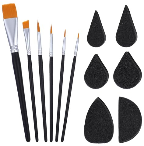 ElevateTech Ansiktsfärg penselset, 12 st ansiktsfärgborstar och svampar set för kroppshåren målning konstnärsborstar för akryl akvarell olja gouache målning halloween jul cosplay fest makeup