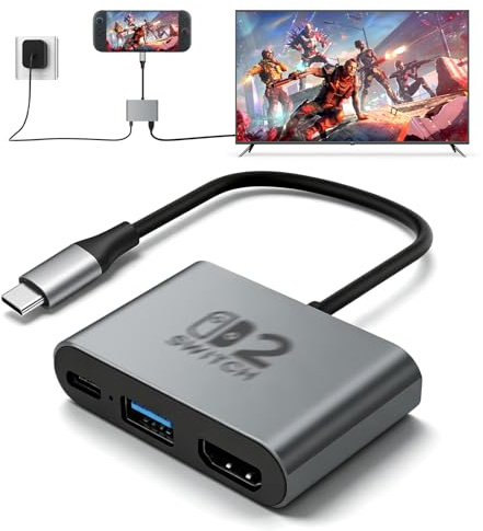 Docking Station 3 in 1 USB-C con 4 K a 120 Hz, ricarica PD 100 W, 2 porte USB 3.0, docking compatto portatile, compatibile con Nintendo Switch, Switch 2, Steam Deck/ROG Xbox