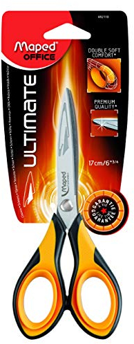 Maped - Ciseaux Ultimate 17 cm ambidextres - Ciseaux symétriques - Qualité de coupe et confort extrême - Garantie à vie - Orange et Noir