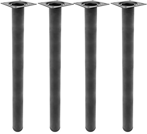 PrimeMatik - Pieds de Table Rond pour Meubles et Bureau en Acier Noir 75cm 4-Pack