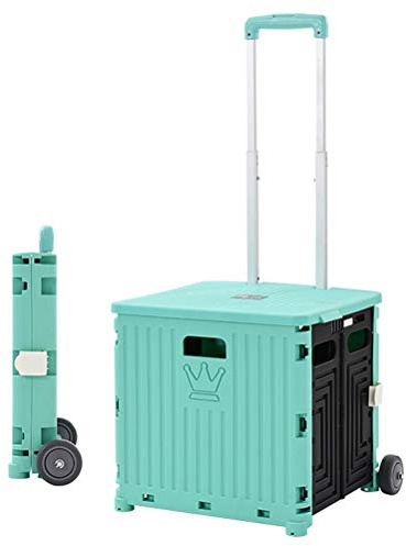 Carretilla con Caja Plegable Carrito De Compras Plegable De Plástico - Carro De Utilidad Plegable De 35L Que Puede Subir Escaleras- Caja De Almacenamiento para Automóvil De 2/4/8 Ruedas