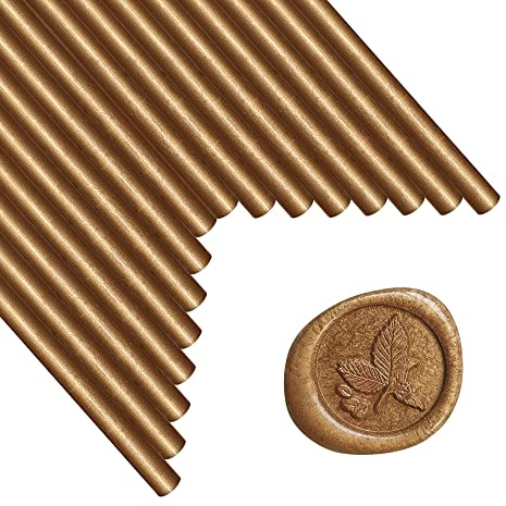 Wachssiegelstäbe, ANBOSE 16 Stück Klebepistole Siegelwachsstäbe für Wachssiegelstempel, Brauner Wachssiegelstäbe für 0,44-Zoll-Klebepistole, für Hochzeitseinladungen, Karten, Umschläge