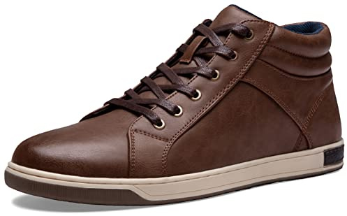 Jousen Mens High Top Dress Sneakers Casual Fashion Boots, Q09 dk Brown, 11