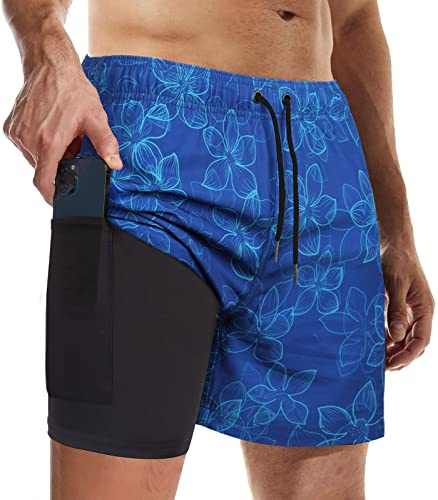 Suwangi Costum da Bagno Uomo Costume da Bagno Compressione 2 in 1 Pantaloncini da Spiaggia Surf Pantaloncini da Bagno Pantaloncini Boxer