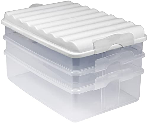 ARTECSIS Aufschnittboxen für Kühlschrank 3-stöckig mit Clipverschluss, Transparent mit weißem Deckel