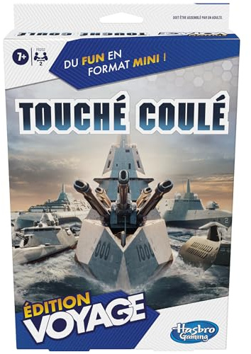 Hasbro Gaming Touché coulé édition Voyage, Jeu de société Portable pour 2 Joueurs, Jeux de Voyage, Jeux pour Enfants dès 7 Ans, Filles et Garçons