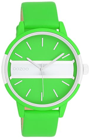 Oozoo Damenuhr mit Lederband Color Line 42 MM Neon Grün C11189