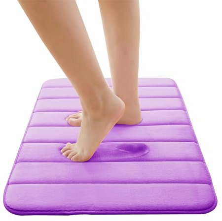Imperial Rooms Lilac Memory Foam Bath Mat (50x80 cm) – Bathroom Mats Non Slip Machine Washable Mat Super Absorbent Bath Mats for Bathroom