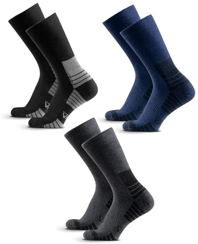 WEIERYA Thermal Merino Wool Socks for Men, 3 Pairs Premium Hiking Socks, Multi Performance Walking Socks, Comfortable Ski Socks for Outdoor Activities,Black Grey Black（9-12）