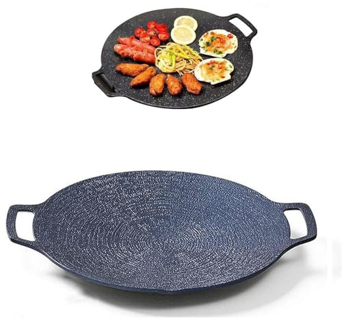 AILYFIRMO Poêle à griller ronde antiadhésive coréenne, nouvelle poêle multifonctionnelle en pierre médicale, livrée avec clip, idéale pour la cuisine, le camping et les voyages. (15 in)
