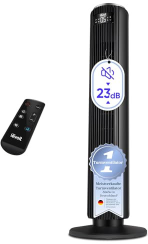 Levoit-Sehr Leiser Turmventilator mit Fortschrittlichem Schlaf und Automodus-5 Geschwindigkeiten 4 Modi 12Std Timer Ventilator-Oszillierende Tower Fan mit Fernbedienung für Schlafzimmer Schwarz 92CM