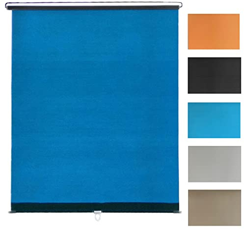 Estor enrollable opaco con ventosas, mini persiana para ventana, sistema de resorte para el hogar, color azul, 75 x 125 cm, fácil instalación