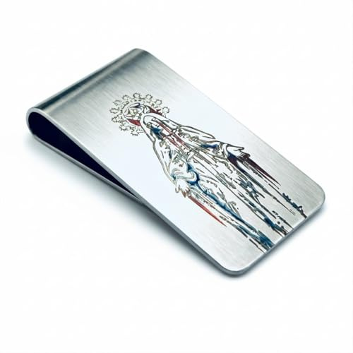 UtilityNest Money Clip with Virgin Mary Artwork, Our Lady of Guadalupe Inspired Design, Slim Cash Clip for Notes and Cards, Pocket Friendly Minimal Carry, Meaningful Gift (Clip Only)