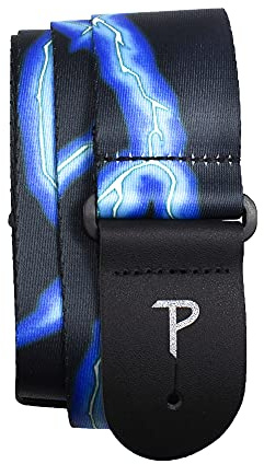 Perri's Leathers Ltd. - Sangle de Guitare - Polyester - Bleu éclair - Ajustable - Pour Guitares Acoustiques/Basses/Électriques - Fabriquée au Canada (LPCP-46)