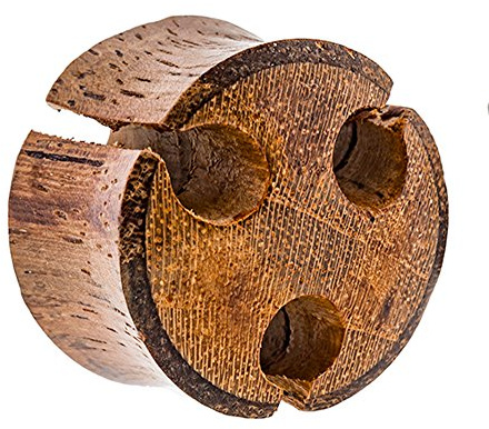 CHICNET Tribal Holz Plug rund DREI Löcher Tunnel handgeschnitzt Sonoholz Teakholz Expander Unisex Lobe Dehner Piercing Ohr Schmuck Ohrring Double Flared Axt Damen Herren Flesh 16 mm