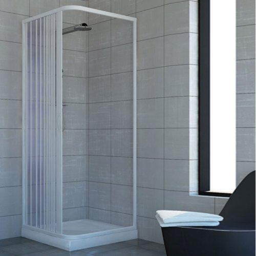 ROLLPLAST PINTO Cabine paroi de Douche en Plastique PVC Mod. Acquario 90x100 cm avec Ouverture latérale