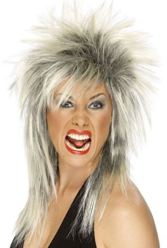 Uwant Fashion Rock Diva Wig Ladies 1980S Fancy Dress Punk Rocker Mullet Style 80S Wig