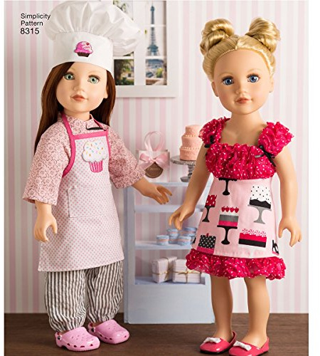 Simplicity Pattern 8315 OS (ONE Size) 18 Chef Doll Clothes, Paper, White, 22 x 15 x 1 cm